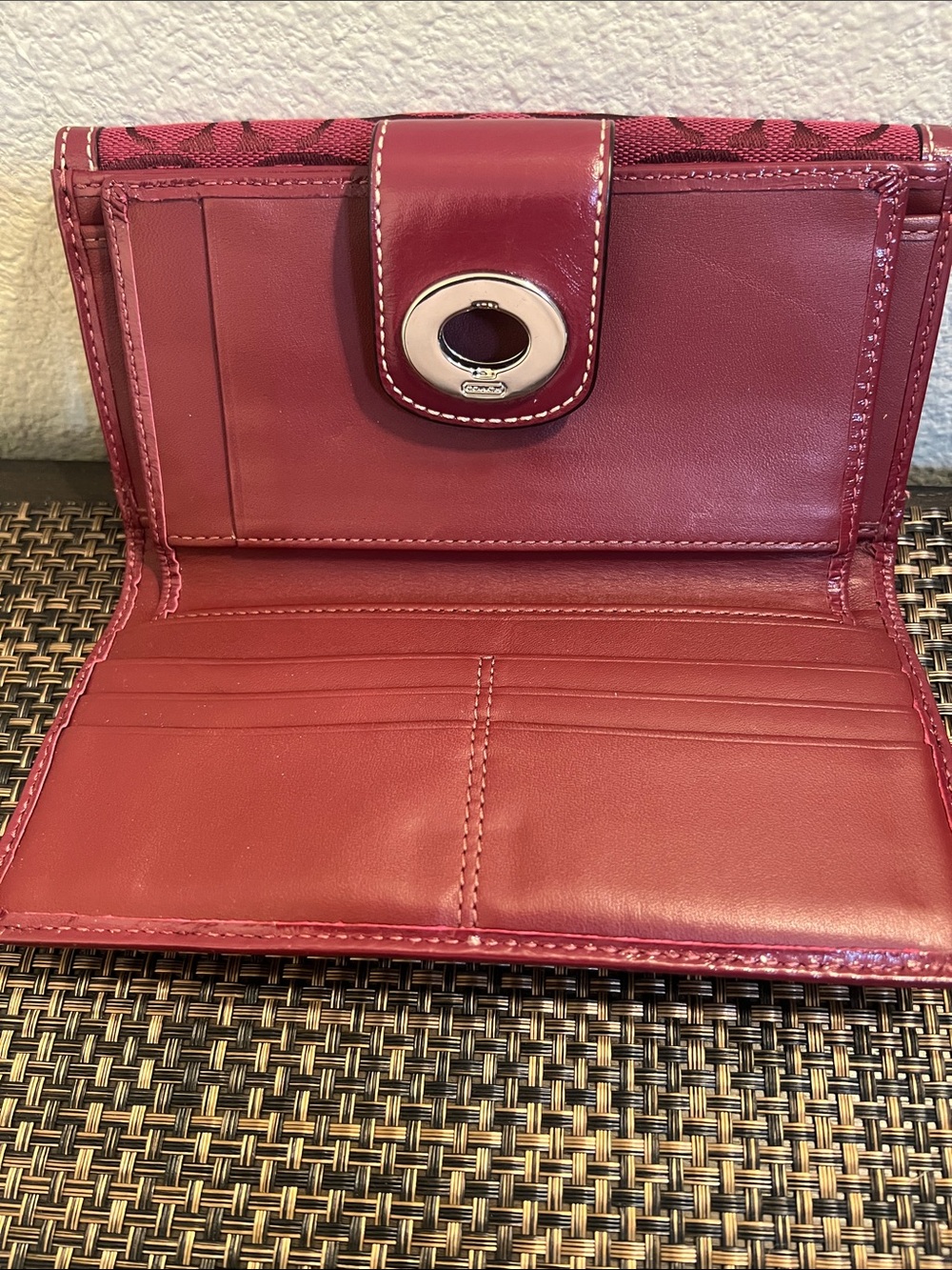 Coach Signature Wallet in Berry and Burgundy - Picture 5 of 8